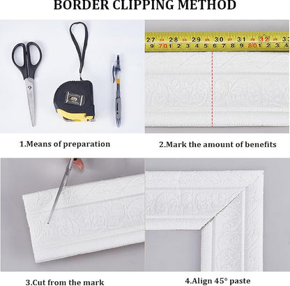 CRASPIRE 88 x 3.35 Inch White Crown Molding Peel and Stick Self Adhesive - Image 5
