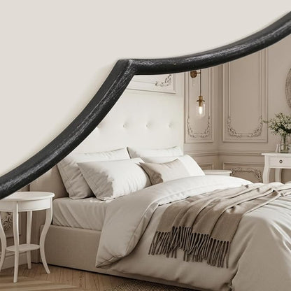 Besdomus Large Scalloped Black Mirror: 47"x31" Modern Minimalist Wood Frame - Image 5