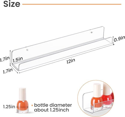 upsimples 6 Pack Clear Acrylic Shelves, 1.7" x12" Clear Wall Shelves - Image 3