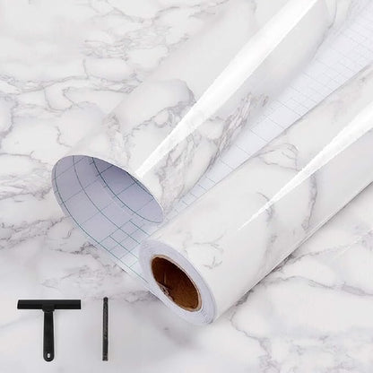 practicalWs White/Gray Marble Contact Paper 17.7 inch x 78.7 inch, Marble Peel by practicalWs