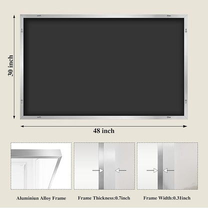 Koonmi Silver Rectangle Wall Mirror, 30x48 Inch Bathroom Mirror, Aluminum Frame - Image 2