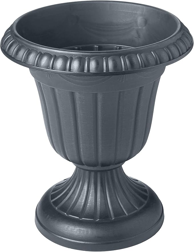 PL20GY Classic Traditional Plastic Urn Planter Indoor/Outdoor, 10" x 12", Gray