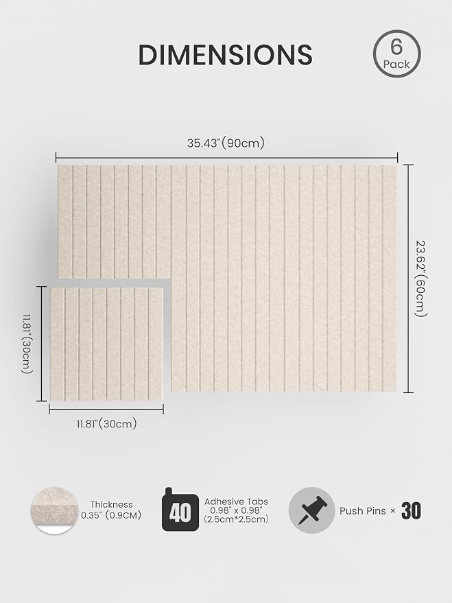 Bumusty Large Cork Board Alternative-36 x 24" Felt Bulletin Board Tiles - Image 2