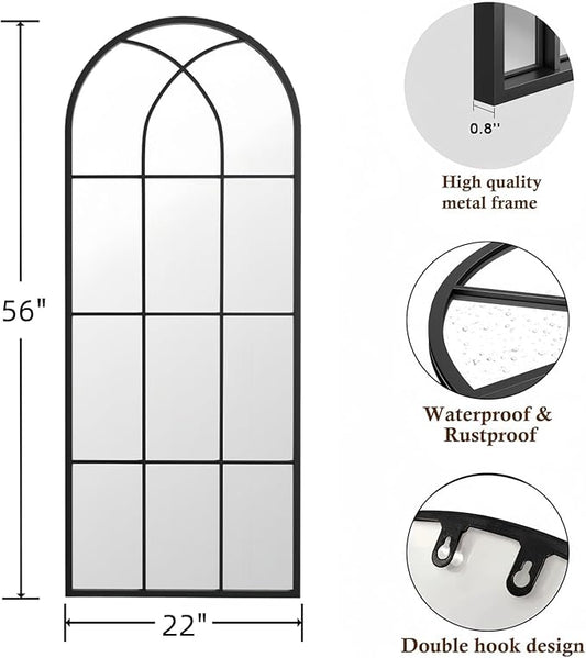 Mirror Full Length, Window Pane Wall Black Full Body Mirrors, Oversize - Image 2