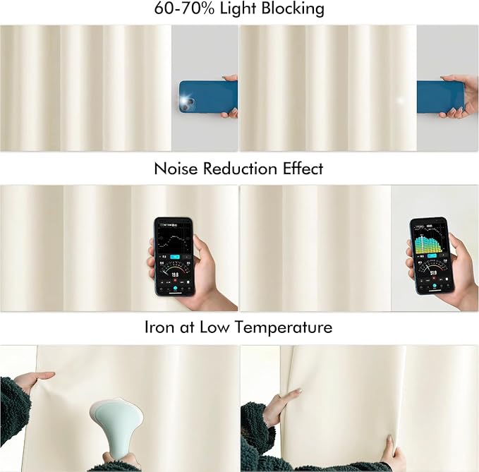 MIULEE Birch Back Tab Blackout Curtains 108 Inch Long 2 Panels Set - Image 5