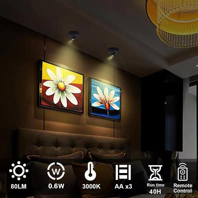 HAMVIDNE LED Spotlight, Battery Powered Picture Lights, Uplighting Indoor - Image 5