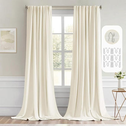 MIULEE Birch Back Tab Blackout Curtain 96 Inch Long 2 Panels Set by MIULEE