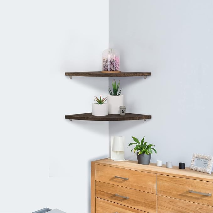 JORIKCHUO 10 inch Corner Wall Shelf, Round End Wall Mounted Floating Corner - Image 2