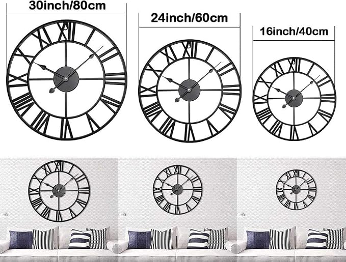Antique Tower 24 inch Large Roman Numeral Wall Clock, Indoor Outdoor Patio - Image 4