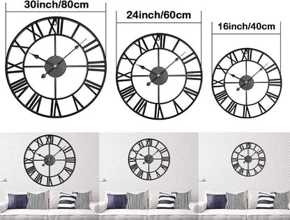 Antique Tower 24 inch Large Roman Numeral Wall Clock, Indoor Outdoor Patio - Image 4