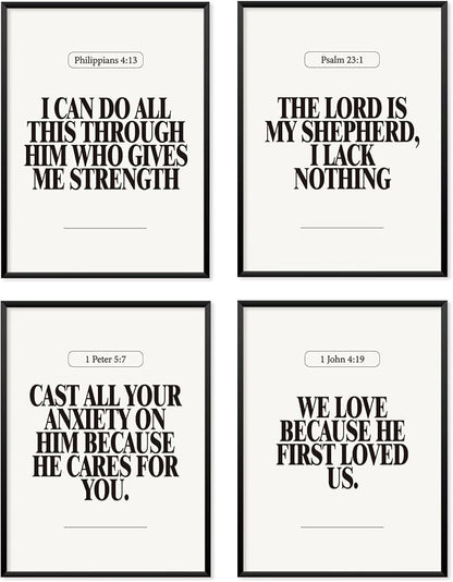 Locomiss Black and White Christian Wall Art Decor Posters, Modern Bible Verse by Unknown