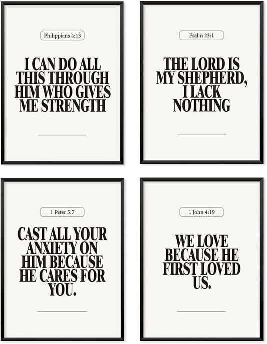 Locomiss Black and White Christian Wall Art Decor Posters, Modern Bible Verse by Unknown