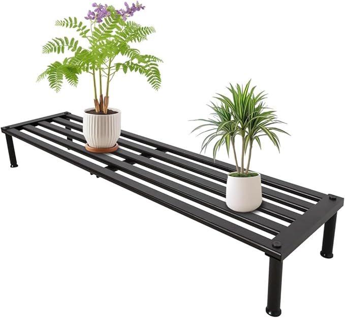 Metal Plant Stand, Rust-proof Aluminum Display Rack, Plants Display Stands Decoration Racks for Living Room Garden Balcony Patio (Ebony, 41.3Inch Low Leg)