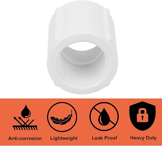 10Pack 3/4" Double Female Thread PVC Pipe Coupling Adapter Pipe Fitting Connector (Female x Female) SCH40 3/4Inch PVC Female Threaded Pipe Coupling for Sprinkler,Irrigation,Swimming Pools