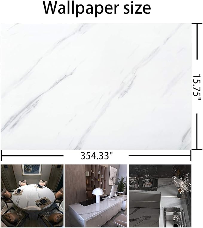 BAYYA White Marble Granite Wallpaper Peel and Stick Countertops Contact Paper - Image 7