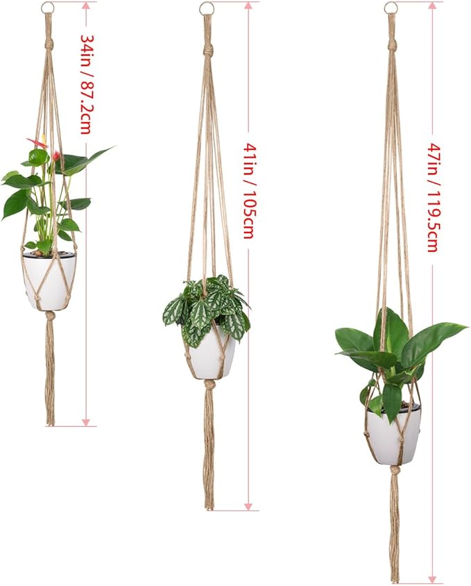 Plant Hangers Indoor Macrame Hanging Planter Holder 6 Pack, 3 Sizes
