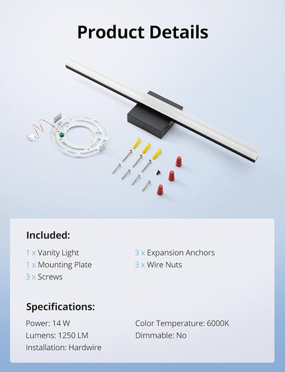 Combuh LED Bathroom Light Fixtures Over Mirror 24 Inch 14W, Modern IP44 Wall - Image 9