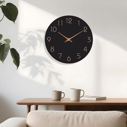 Mosewa Wall Clock Battery Operated 10 Inch Black Silent Non Ticking Simple - Image 6