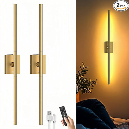 Battery Operated Wall Sconces Set of Two: Dimmable Wireless Wall Lights by iThirdHomeOutdoorLighting