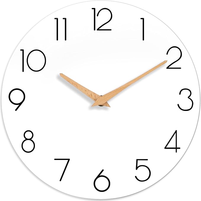 cicininc Wall Clock, 10 Inch Wooden Silent Non-Ticking, Decorative Battery by CICININCOfficial