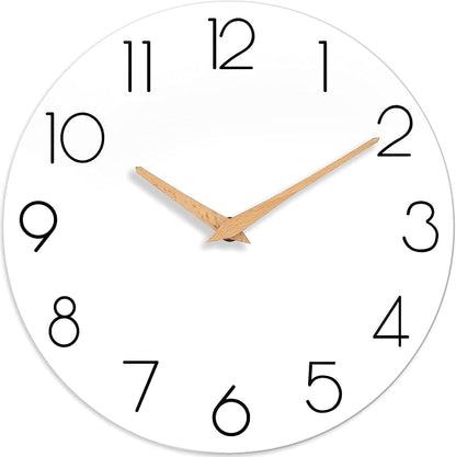 cicininc Wall Clock, 10 Inch Wooden Silent Non-Ticking, Decorative Battery by CICININCOfficial