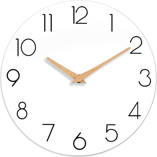 cicininc Wall Clock, 14 Inch Wooden Silent Non-Ticking, Decorative Battery by CICININCOfficial