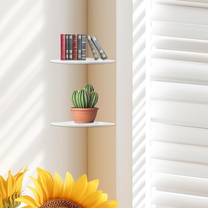 JJL Corner Shelf, 12-Inch Sector Wall Shelf - Image 5