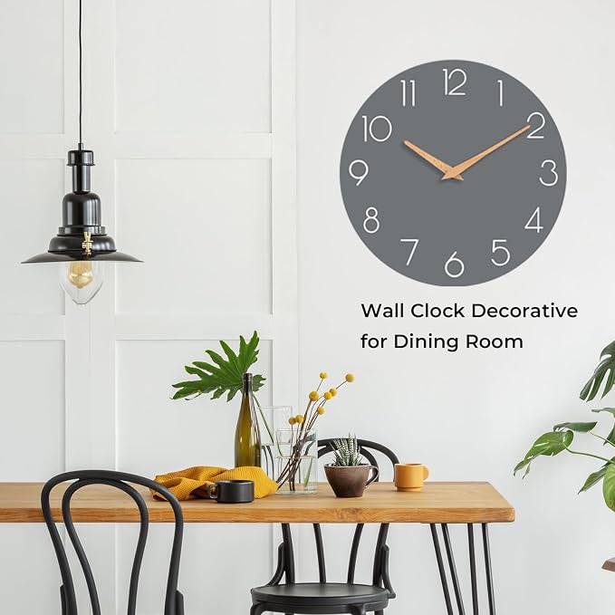 cicininc Wall Clock, 14 Inch Wooden Silent Non-Ticking, Decorative Battery - Image 5