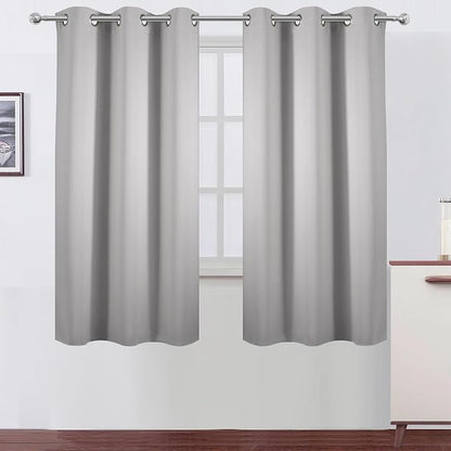 LEMOMO Light Grey Blackout Curtains 42 x 54 Inch Length Set of 2 Panels Grommet by Lemomo