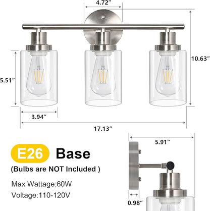 Unicozin 3 Light Vanity Lights, Brushed Nickel Wall Sconce Light - Image 4