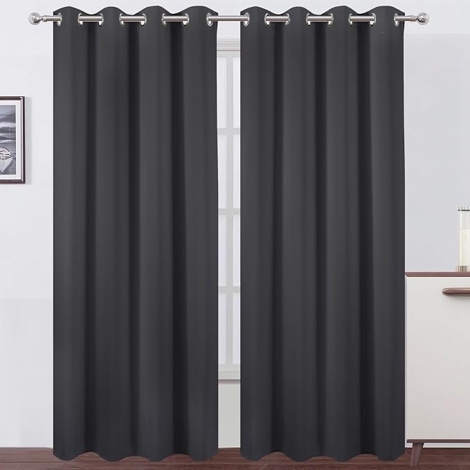 LEMOMO Blackout Curtains 66 x 95 inch/Dark Grey Curtains Set of 2 by Lemomo