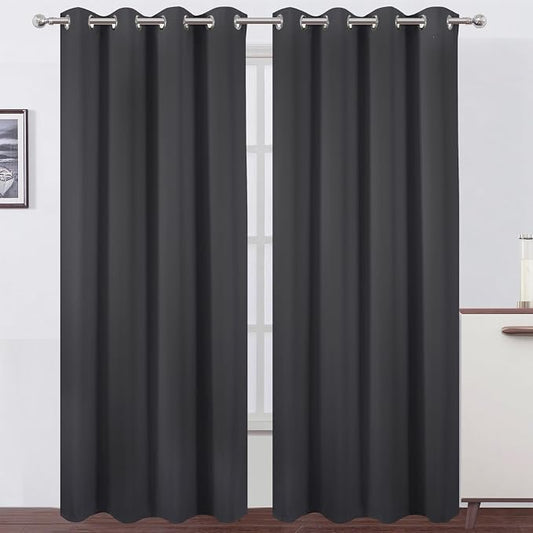 LEMOMO Blackout Curtains 52 x 108 inch/Dark Grey Curtains Set of 2 by Lemomo