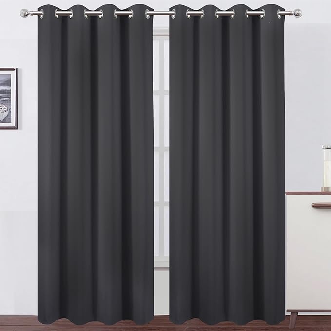 LEMOMO Blackout Curtains 52 x 108 inch/Dark Grey Curtains Set of 2 by Lemomo