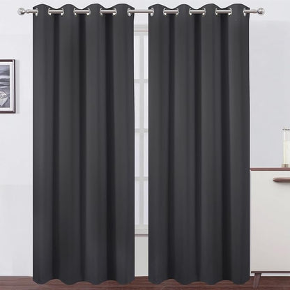 LEMOMO Dark Grey Thermal Blackout Curtains/52 x 95 Inch/Set of 2 Panels Room by Lemomo