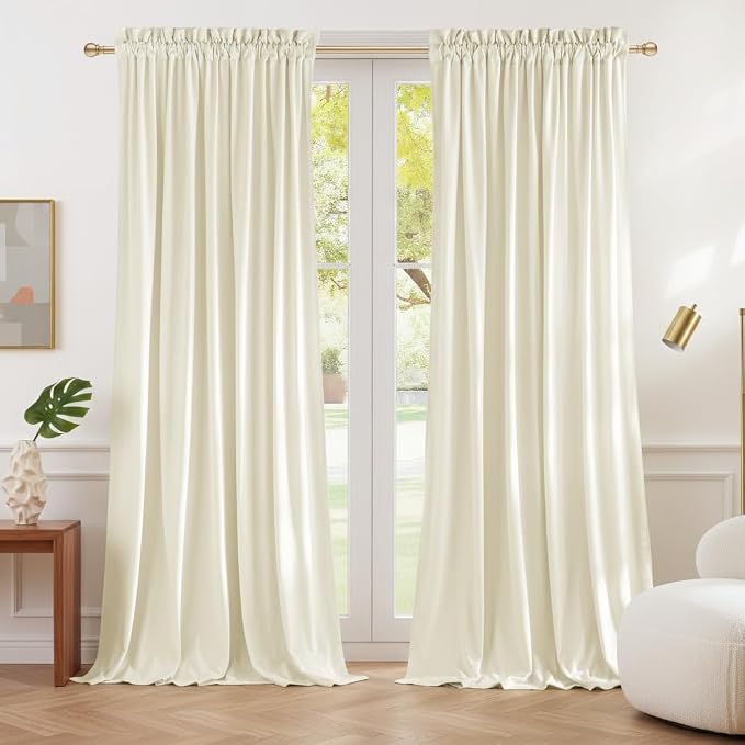 NICETOWN Ivory White Velvet Curtains 102" Length 52" Wide by NICETOWN