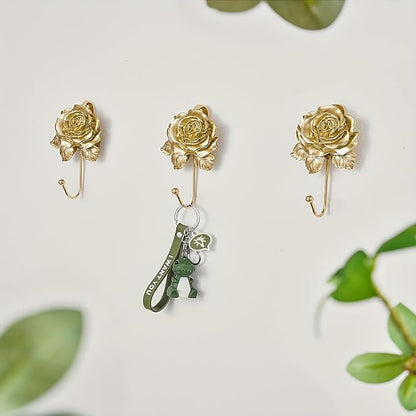Gold Decorative Wall Hooks for Hanging, Cute Resin Flower Bow Coat Hooks - Image 2