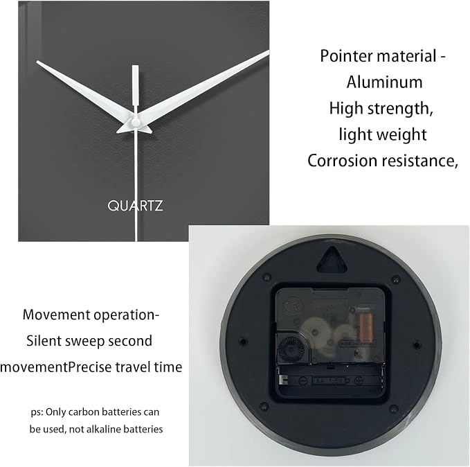 XFM Modern Wall Clock 24 Inch Large Grey Wall Clocks Battery Operated Gray - Image 7
