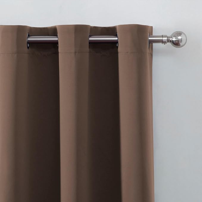 LEMOMO Blackout Curtains 52 x 90 Inch Long Chocolate Curtains Set of 2 Panels - Image 6