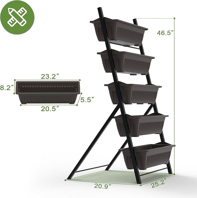 G TALECO GEAR Vertical Garden Planter, 5 Tiers Vertical Raised Garden Bed Metal Elevated Herb Planter Box Vegetable Flower Planters for Patio Deck Outdoor Indoor