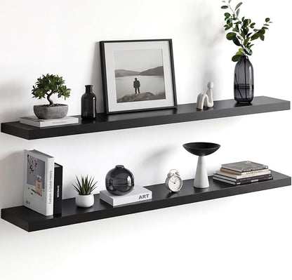 Homeforia Black Floating Shelf 48 inches, High End Solid Real Wood 48 inch Long by Homeforia