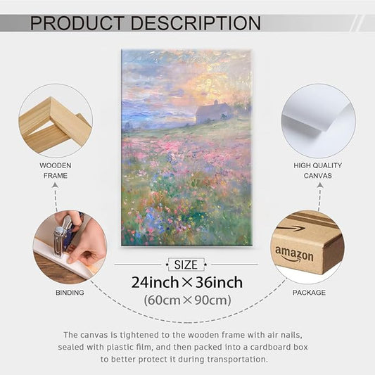 Pastel Nature Floral Poster Vintage French Country Landscape Wall Art Colorful - Image 2