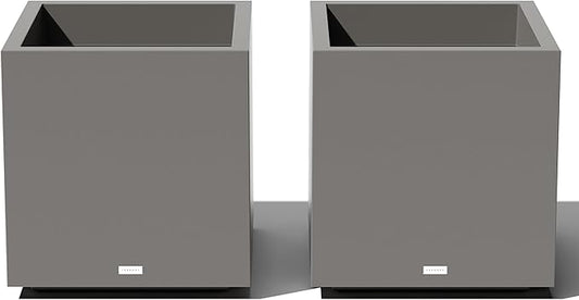 Veradek Block Series Cube Plastic Planter - Large Square Planter for Indoor or Outdoor Patio/Garden | Durable All-Weather Use with Drainage Holes | Modern Décor for Tall Plants, Trees, Flowers