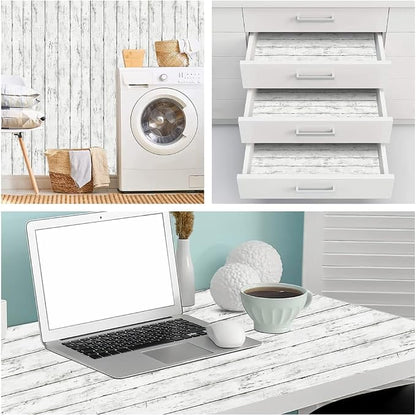 Arthome 11 x 100 inches White Gray, Peel and Stick Wallpaper, Wood Contact Paper - Image 5