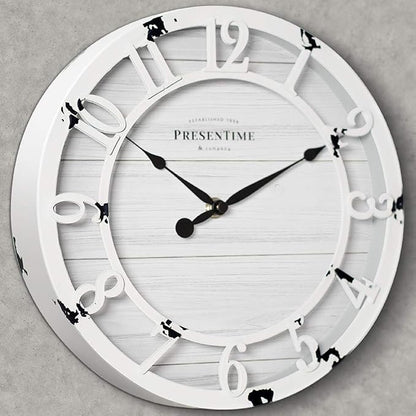 Presentime & Co 10" Farmhouse Series Wall Clock, Shiplap Style, Raised 3D - Image 3
