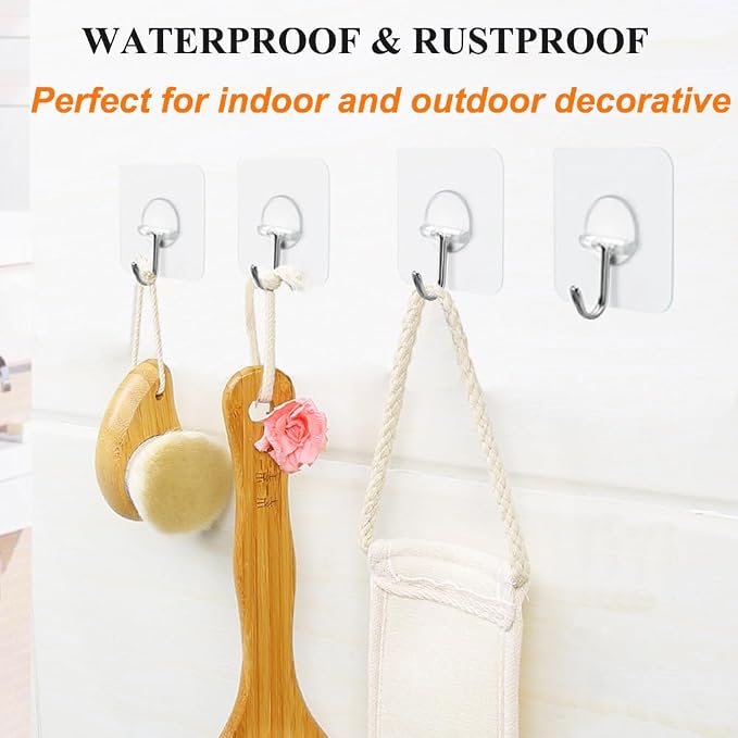 FOTYRIG Clear Adhesive Hooks 180° Rotatable Transparent Sticky Hooks, Heavy - Image 5