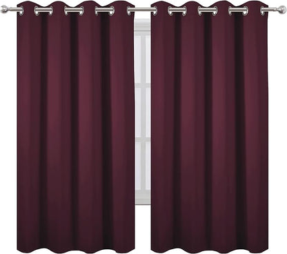 LEMOMO Burgundy Red Blackout Curtains 66 x 63 Inch Length/Set of 2 Curtain - Image 2