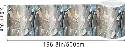 IVN Wallpaper Border Peel and Stick Wall Accent PVC Embossed Silver Floral - Image 3