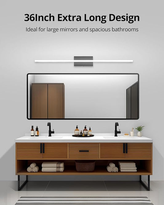 Combuh LED Bathroom Vanity Light Bar 36 Inch 20W Black IP44 Over Mirror - Image 2