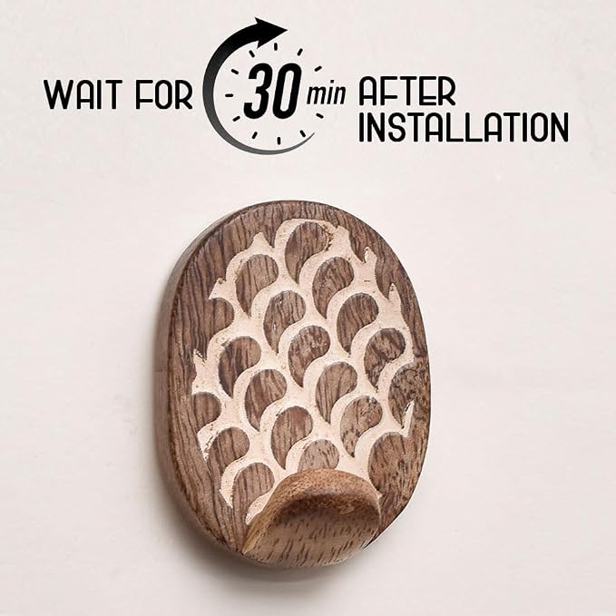 IndianShelf 6 Lb- 24 Pieces Decorative Wood Adhesive Wall Hooks–Boho Peel and - Image 3