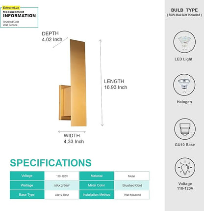 Edwarmlux Indoor Wall Sconces, Modern Wall Lights, Up and Down Wall Mount Light - Image 5